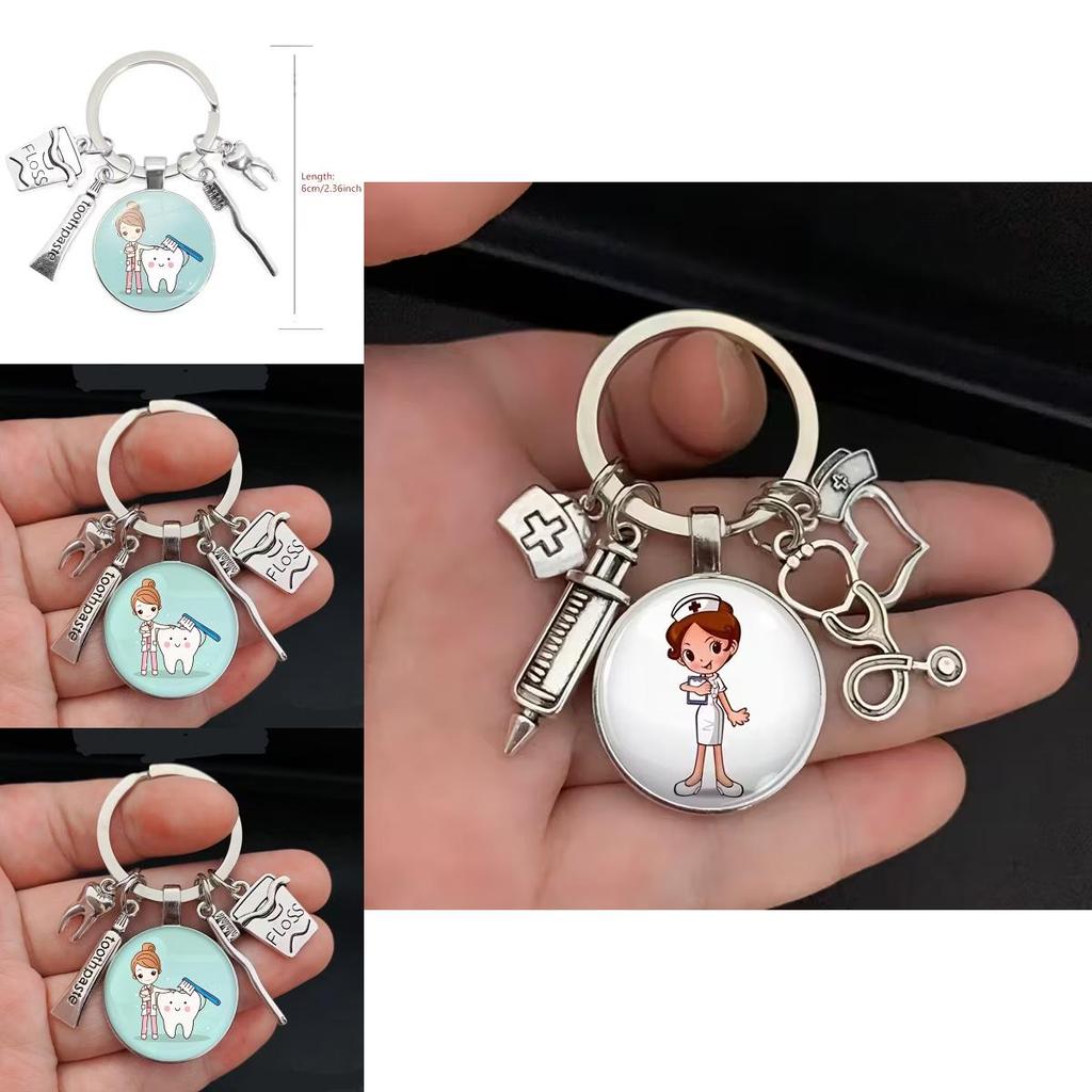 Брелок Медсестры Стоматологической Помощи С Медицинским Шприцем И Стетоскопом Для Подарка И Празднования