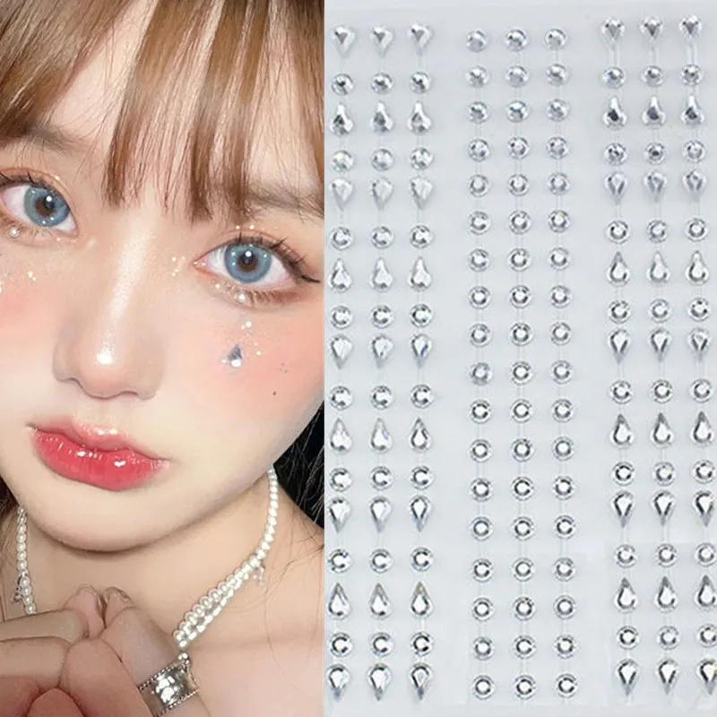 Алмазная кристаллическая татуировка-наклейка, блестящая подводка для глаз, макияж для бровей, лицо, глаза, алмазные татуировки, рок-горный хрусталь, 3D наклейки-подводка для глаз