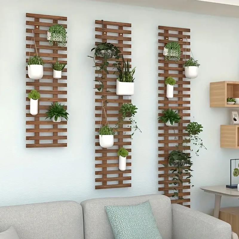 1/2/3/4pcs Wooden Hanging Rack Bohemian Anti-corrosion Flower Shelf Layout Living Room Potted 30x30cm