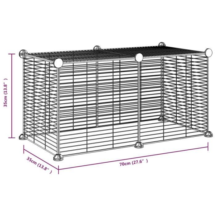 3114052 vidaXL Pet Cage 8 Panels Black 35x35 Cm Steel