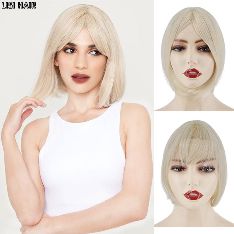 MISS WIG Синтетический короткий прямой парик-топпер на заколке для наращивания волос, натуральный пушистый топ, искусственная часть волос с челкой
