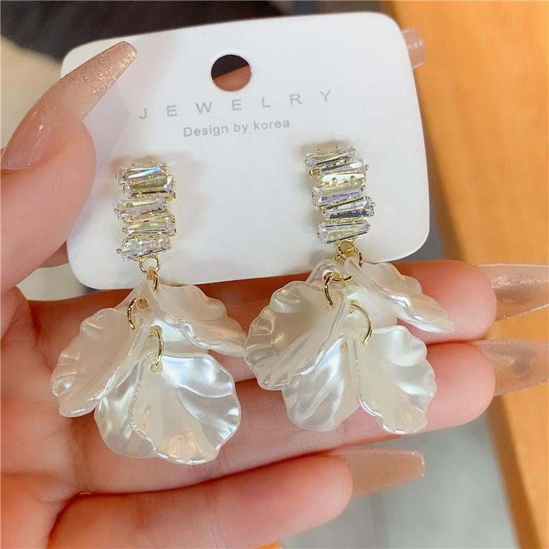 Новые модные серьги-капли с кристаллами и кисточками для женщин, модные украшения для вечеринок, корейские серьги-подвески с цветком, индивидуальные аксессуары