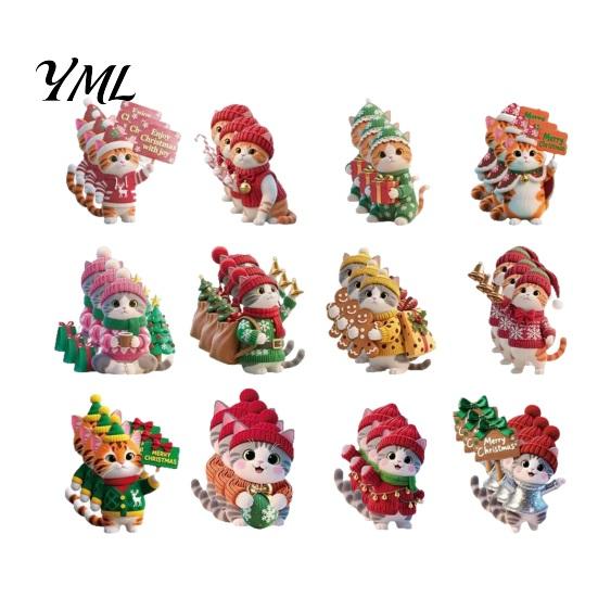 Festive Kitten Decor for Party Cute Christmas Tree Hanging Ornaments with Lanyards, Wooden Cat Decorative Pendants Pendants, Charms Holiday Home Wall