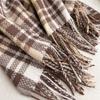 Windproof Winter Plaid Scarf Thick Warm Women Wrap Shawls Casual Long Tassel Scarves