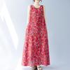 Sleeveless Plus Size Cotton Vintage Floral New In Dresses for Women Casual Loose Long Summer Dress