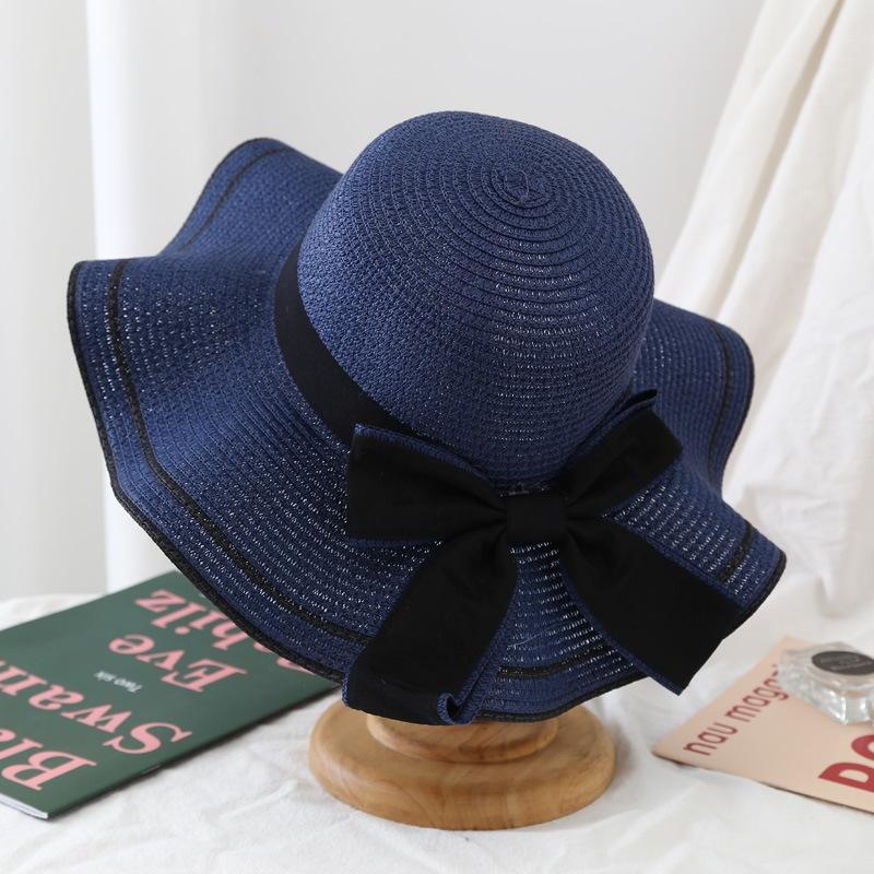 Новая летняя женская шляпа от солнца, повседневная модная шляпа-панама с бантом, соломенная шляпа с лентой-бантом, дорожная пляжная шляпа, универсальная, устойчивая к УФ-излучению