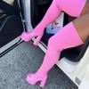Women's Wide Width Knitted Over The Knee Boots, Waterproof Platform Heels, European Autumn Booties for Women