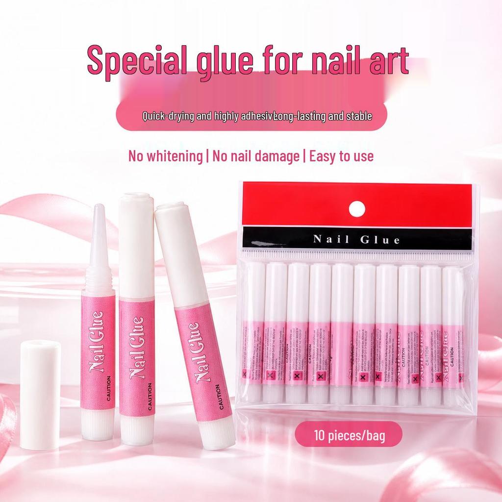 Nail Glue for Press-ons & Art: 10 Pack 2g Bottles, No UV Needed, Long-Lasting & Waterproof