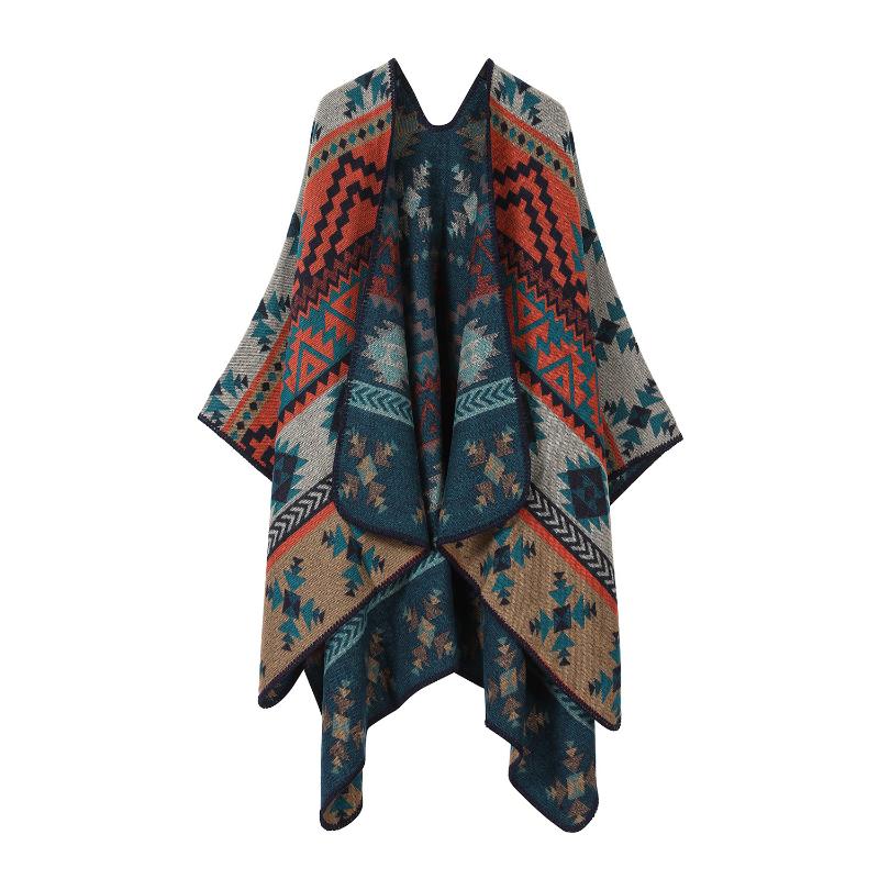 Ethnic Style Shawl Summer Outer Wear Women's Large Shawl Cape Cloak High-end Knitted Scarf