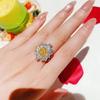 Сияющее женское кольцо цвета гусиного яйца с цирконовыми бриллиантами и цветными камнями