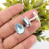 Sky Blue Topaz Gemstone 925 Fine Silver Handmade Cufflinks 0.67" Men Accessorise CL-5-5