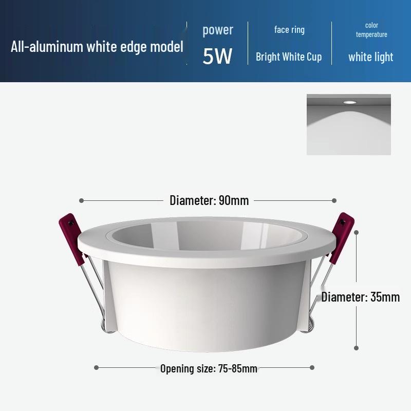Ultra-Thin Anti-Glare Deep Cup Recessed Downlight for Living Room Ceiling