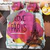 Eiffel Tower Duvet Cover Set Microfiber Paris Theme World Famous Architecture I Love Paris Pattern Bedding Set for Girls Woman