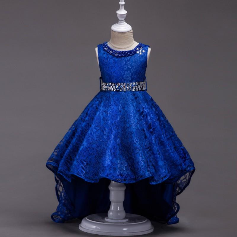 Girls Lace Tulle Prom Dress Piano Performance Christmas Party Kids Formal Gown