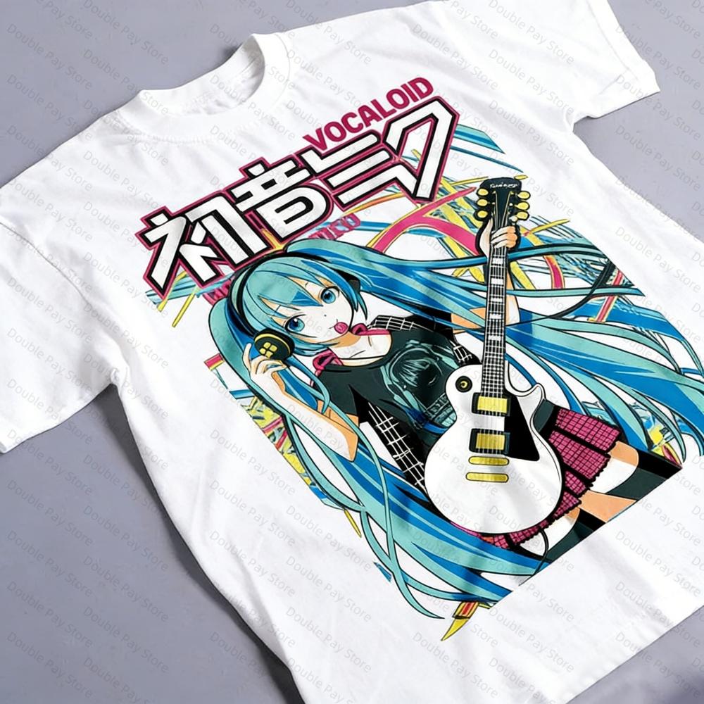 2026 Лето Новый Стиль Hatsune miku Киберпанк Стиль Мультяшный Фан Уличная Мода Большая Свободная Футболка Унисекс Рубашки Женские футболки