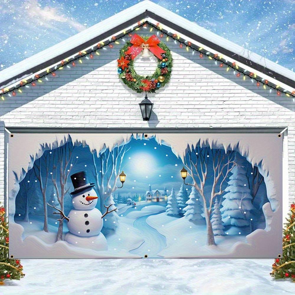 Winter Glacier Snowman Polymer Garage Door Sign -1 Durable and Easy to Hang Outdoor Festival Decoration