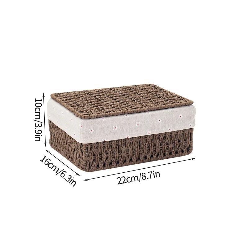 Плетеная корзина для хранения, кухонный органайзер, пылезащитный чехол, корзины для хранения с крышкой, настольные органайзеры для всякой всячины, коробки для хранения игрушек и закусок