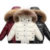 Children's Down Jacket Kids Large Fur Collar Thickened Boys Girls Warm Jacket Waterproof Teenagers Winter Coat