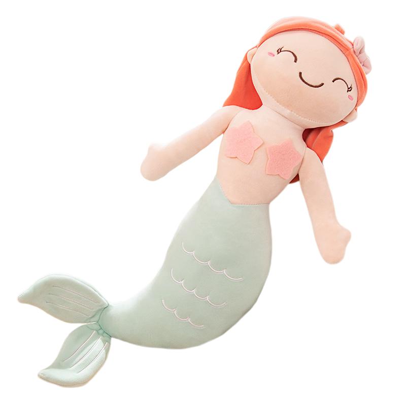 45~80Cm Four Colors Mermaid Fish Plush Toy Stuffed Sweet Humanoid Doll Sleeping Companion Overnight Gift