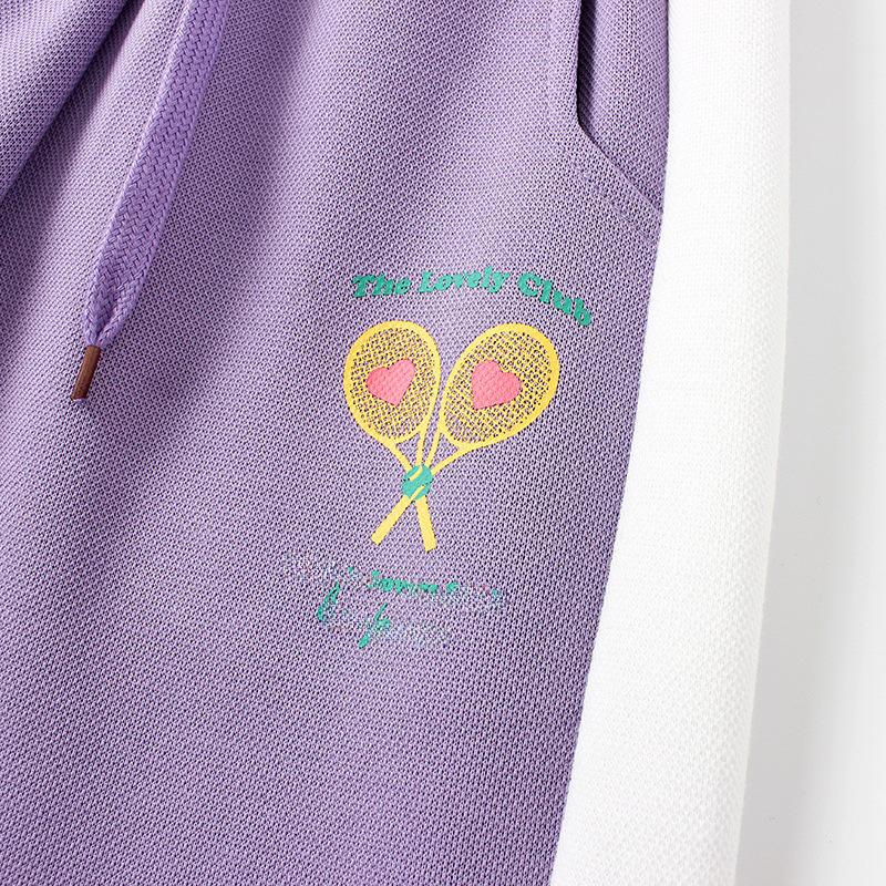 Spring Korean-Style Kids' Color-Block Knitted Sports Trousers - Anti-Mosquito Design for Girls