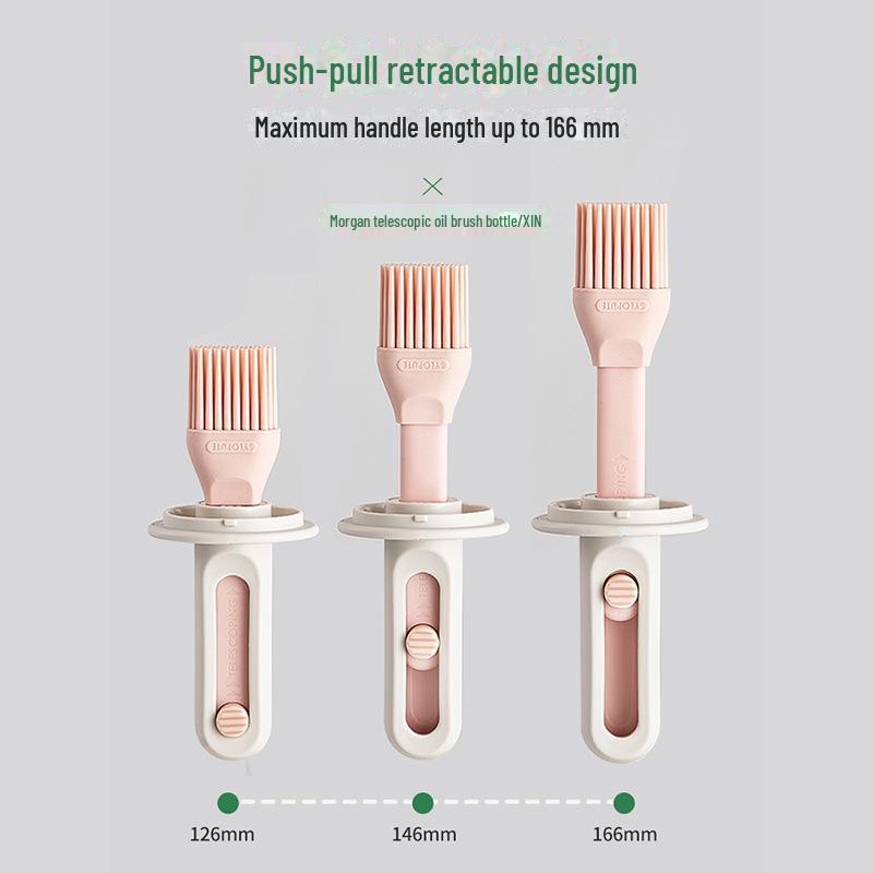 Retractable Silicone Oil Brush & Heat-Resistant Glass Oil Pot for Cooking & BBQ