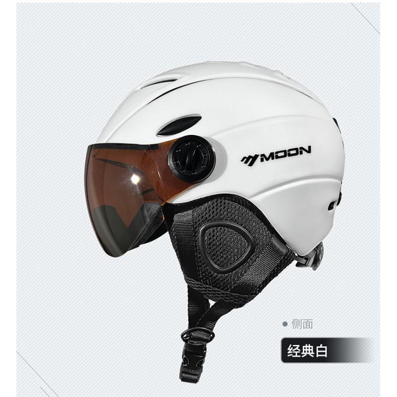 Adult Ski Helmet With Integrated Goggles PC Shell Safety Headgear Snow Sports Unisex