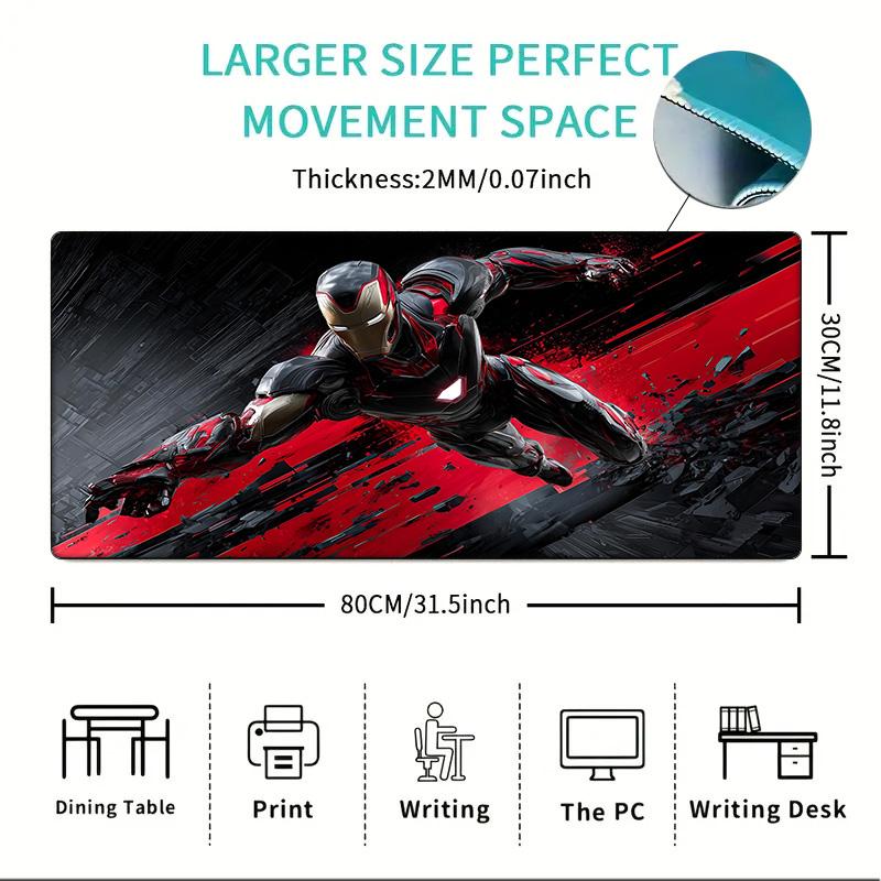 Iron Man Mouse Pad, Rubber Base, Mouse Pad for Gamers and Office Use, Gaming Desk , Easy To Clean Mat Office Fan Gifts