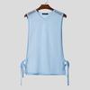 INCERUN Summer Men Sleeveless Side Lace-up Hollow See Through Beach Tank Tops