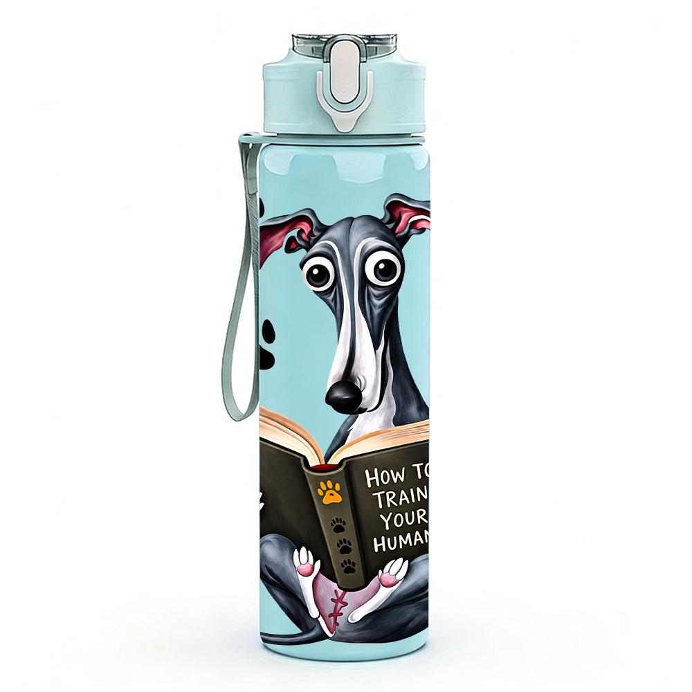 1PC Reading Greyhound Dog 750ml Color Plastic Sports Water Bottle Leakproof Flip Straw Lid Suitable for Sports Office Home Use