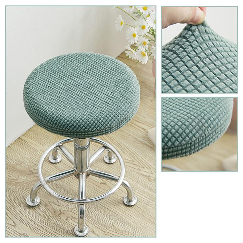 Slipcover Bar Stool Cover Round Chair Cover Anti-Dirty Solid Seat Cushion Protector Removable Stool