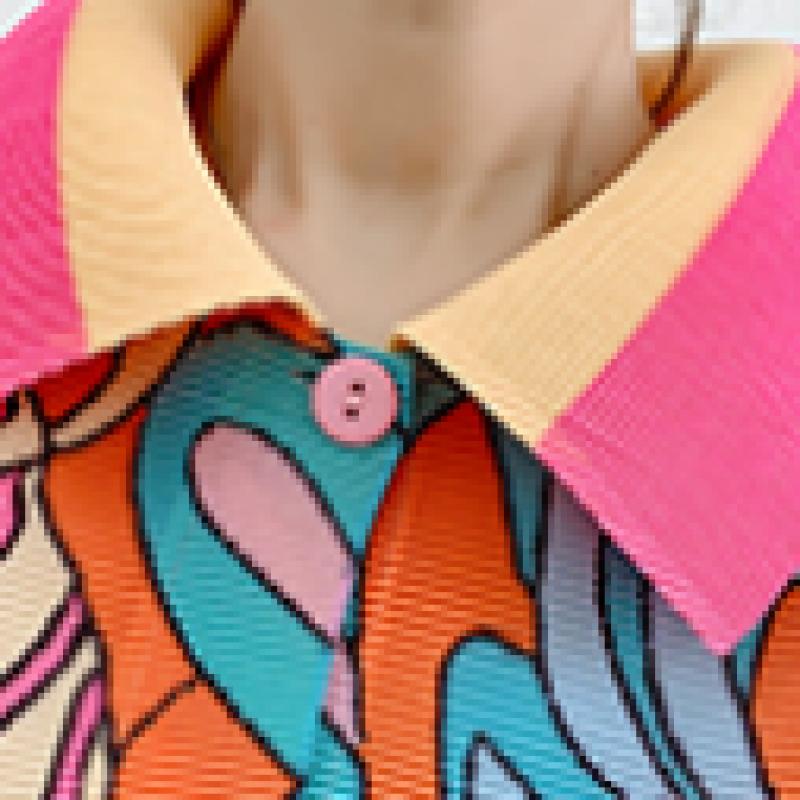 Plara Pleated Art Print Dress Up To Size 88