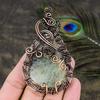 Prehnite Gemstone Copper Wire Wrap Jewelry Pendant 3.74