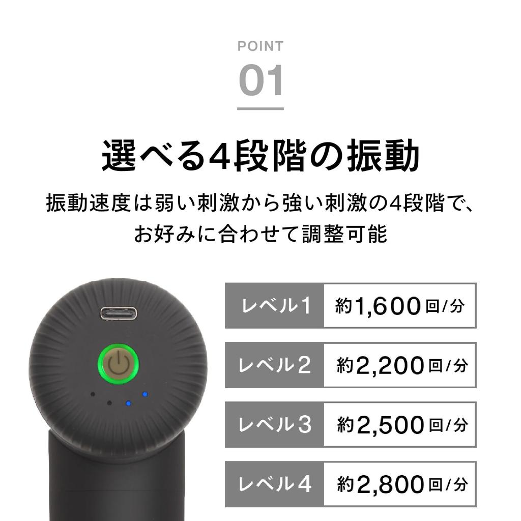 TWINBIRD Уход за телом Ручной USB 4 Мощная вибрация Подарок для Уважения к Пожилым Пистолет, Пистолет, Зарядка, Уровни, День Отца, День Матери, День, Черный,