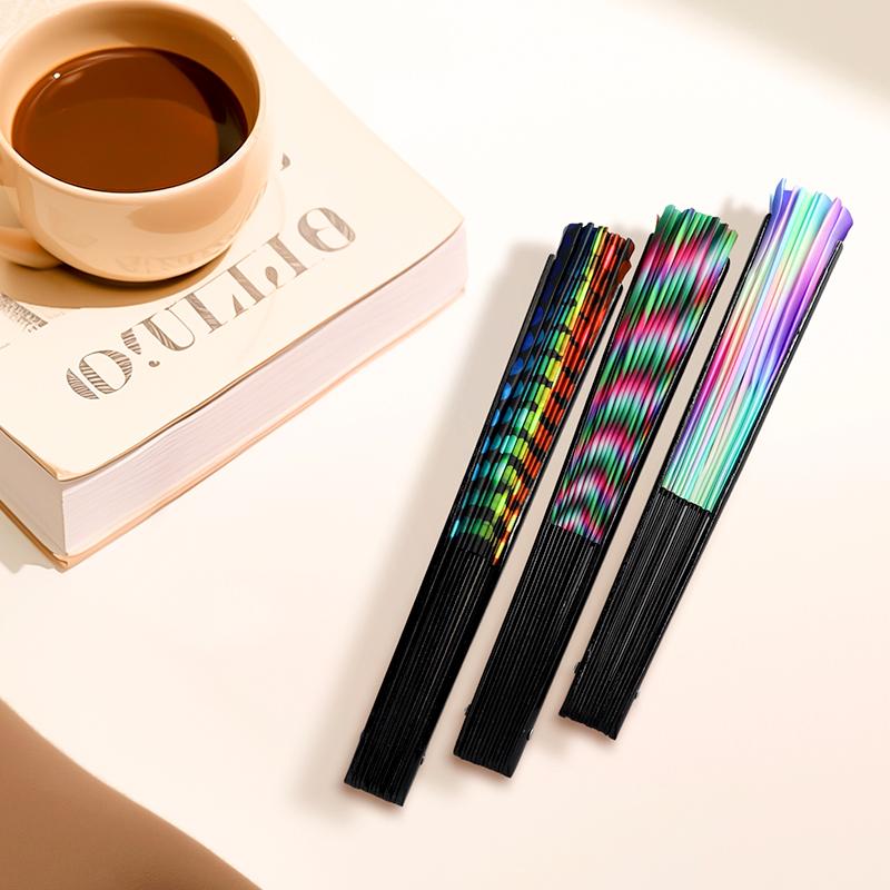 1 шт. Рейв-фан японский большой веер музыкальный фестиваль 33 см китайский красочный градиент ручной складной светоотражающий