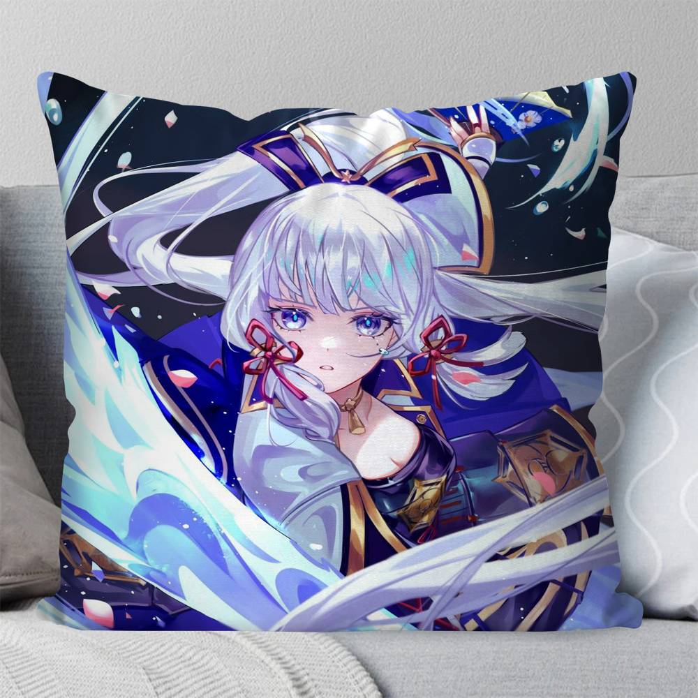 Kamisato Ayaka Anime Game Genshin Impact Pillow Case Fashion Square Pillowcase Bedroom Sofa Room Ins Decoration Leisure