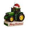 Christmas Ornament Tractor Wearing Xmas Hat Charm Festive Hanging Decoration Holiday Seasonal Home Accent