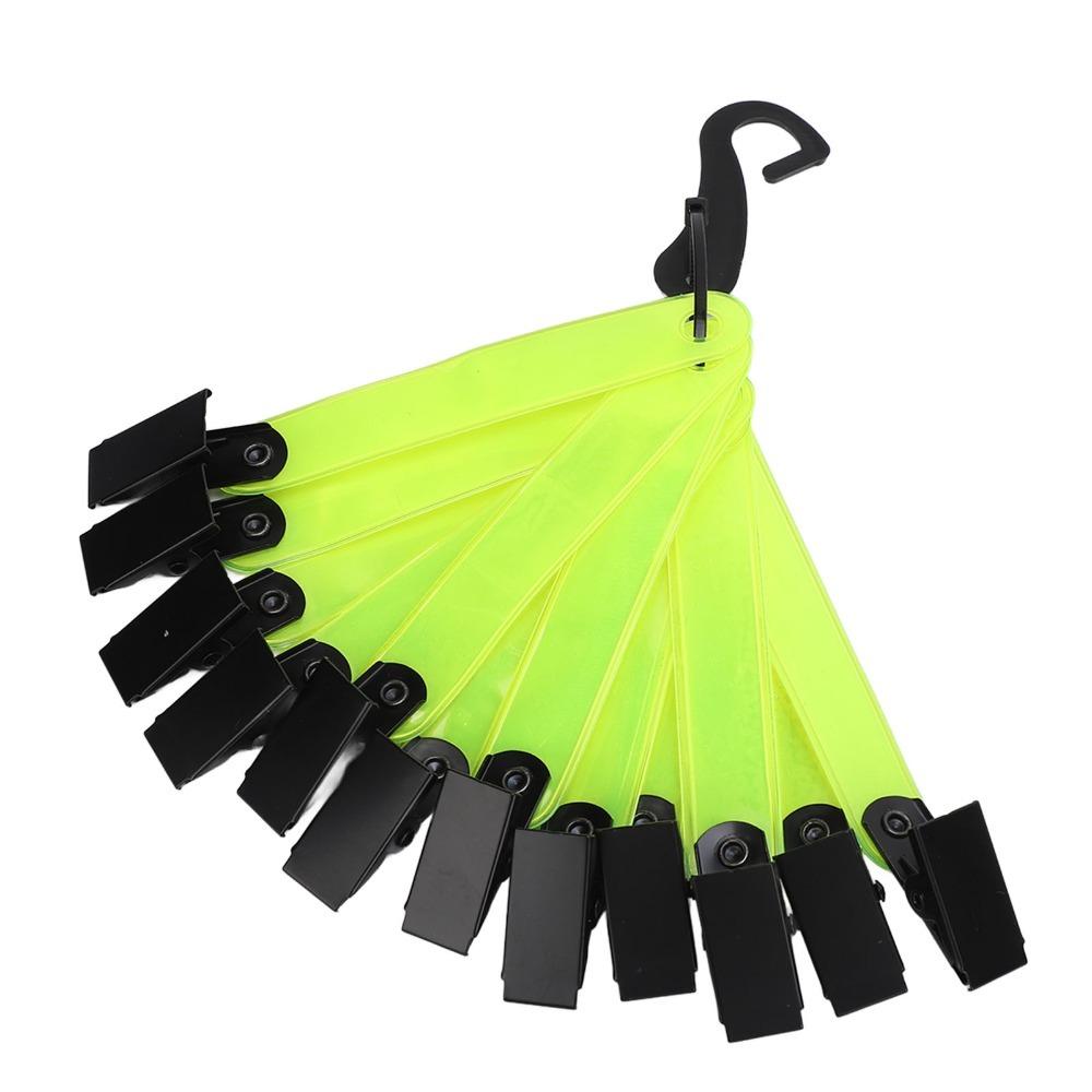 12PCS PVC Iron Clips Reflective Trail Markers Fluorescent Clip On Trail Markers for Running