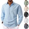 Мужская повседневная, модная и индивидуальная рубашка с лацканами, однотонная, спортивная, с длинными рукавами, на пуговицах