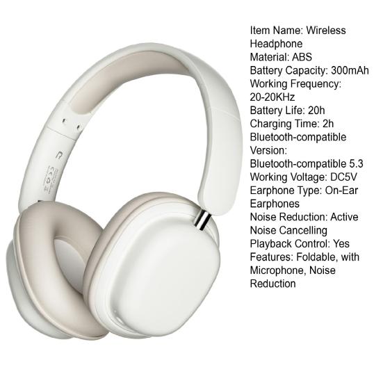 Wireless Over-ear Noise Cancelling Headphones Bluetooth-compatible 5.3 Headphones with Mic Up To 20 Hours Battery Life Gaming Running Sports
