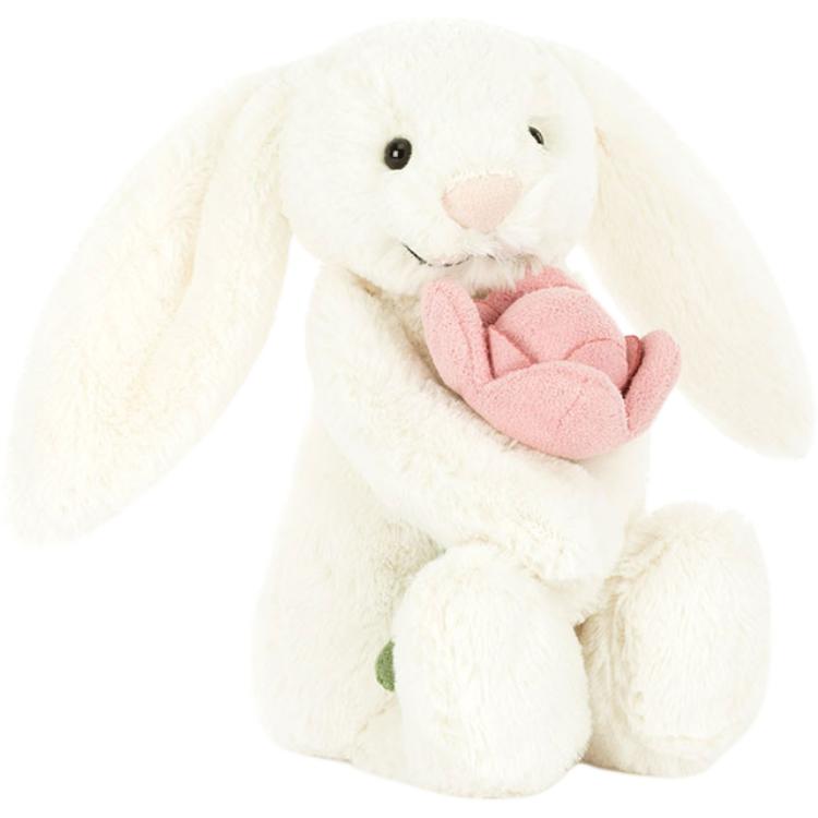 Jellycat Пасхальная Коллекция Пион, Кукла Зайчик с Цветами, Плюшевая Кукла 15 см в Высоту в Позе Сидя