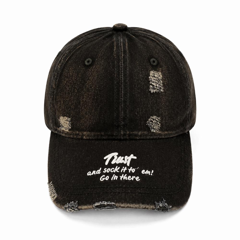 Embroidery Baseball Cap Distressed Peaked Cap Trendy HipHop Cap Sport Wear