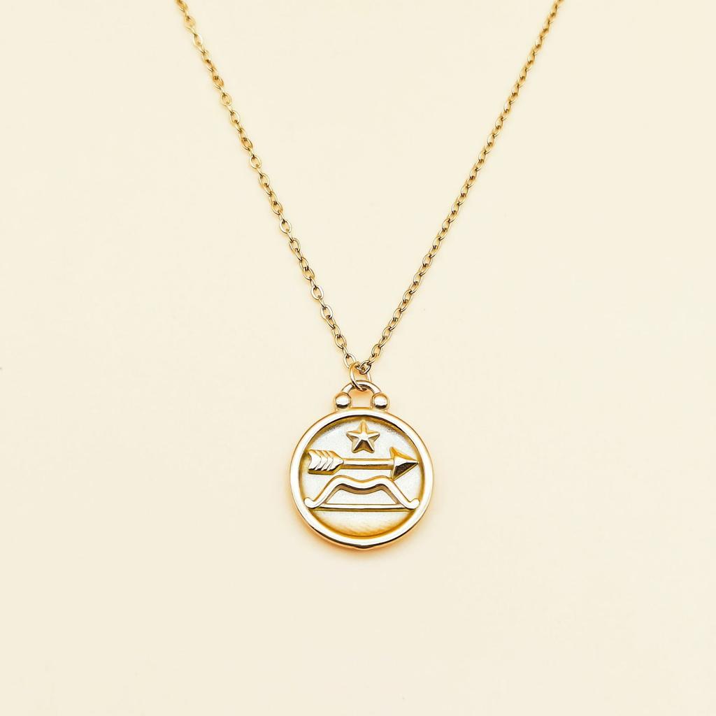 Маленькие и универсальные украшения для темперамента, рельеф двенадцати знаков зодиака, чувство дизайна, круглая подвеска, ожерелье из титановой стали для женщин