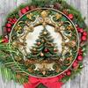 Деревянная рождественская табличка с рисунком елки - круглая табличка Navidad для декора на входную дверь или стену - идеальное рождественское украшение