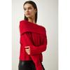 Женский красный трикотаж с воротником Мадонна Pf00049