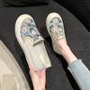 Fashion 2024 New Platform Shoes for Women Print Canvas Casual Shoes Student Flat Skateboard Shoes Slip-on Loafers