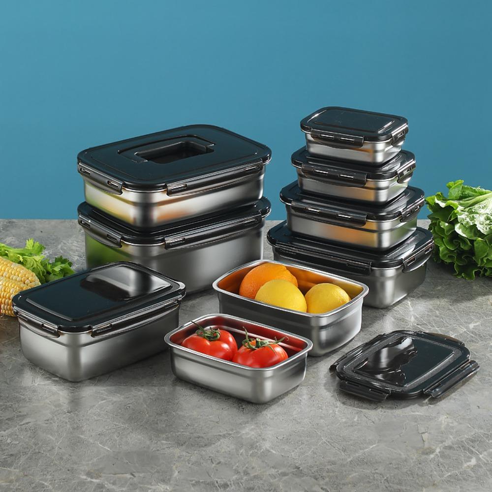 Контейнер для консервации из нержавеющей стали с герметичной крышкой, большой емкости, для сохранения свежести, контейнер для солений, пикник