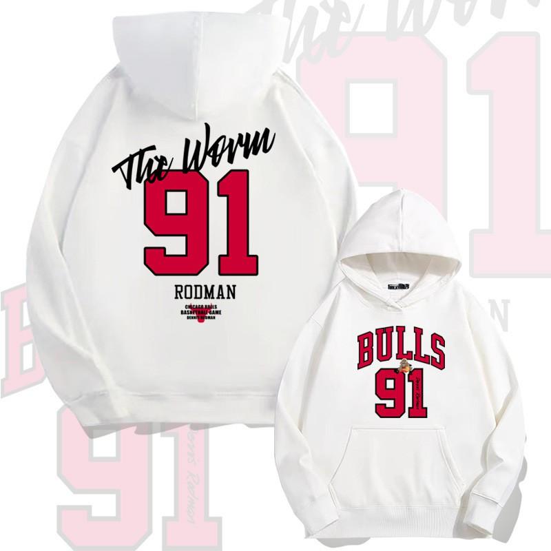 Мужская толстовка Chicago Bulls 91 Родман Свободный крой Длинный рукав Спортивная кофта Осенняя Повседневная одежда