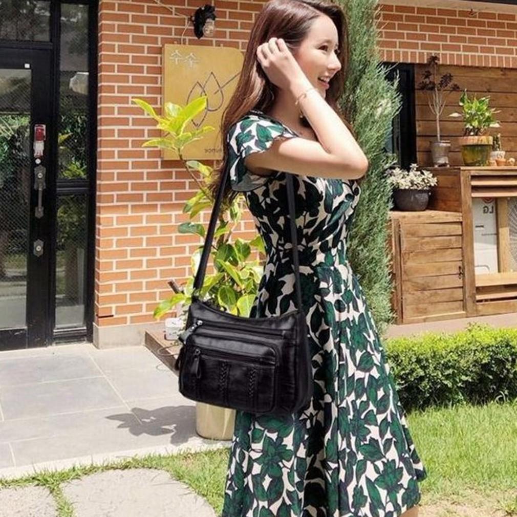 Cute Beautiful PU Multilayer Soft Leather Shoulder Crossbody Bag