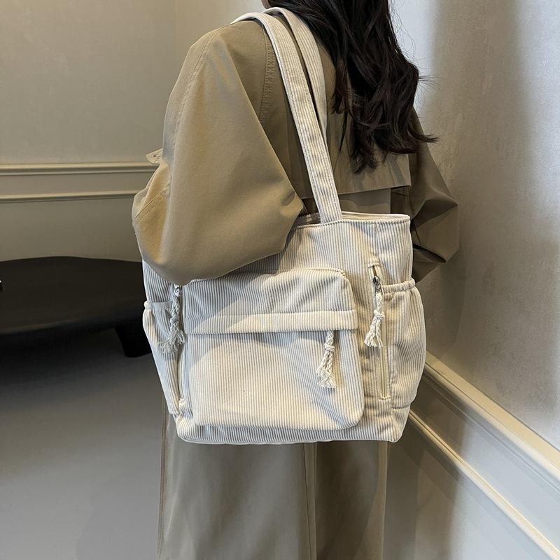 Вельветовая сумка-тоут женская сумка для поездок на работу, большая вместимость, сумка через плечо