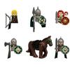 MOC Medieval Military Building Blocks Elven Warrior Orc Rohan Gondor Knight Character Set Animal Army Weapon Bow Crossbow Toy